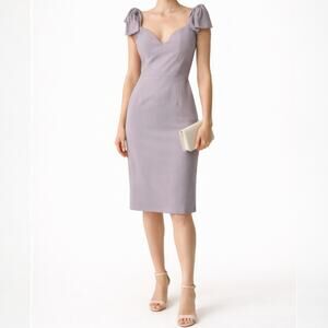 Maniju Sweetheart Dusty Lilac Bow Strap Sheath Dress Womens Small Cocktail Party